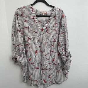 Como Vintage Rolled Tab V-Neck Blouse